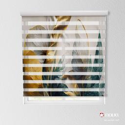 Image of پرده زبرا پلیسه تصویری طرح4K گل طلایی کد FLW-09