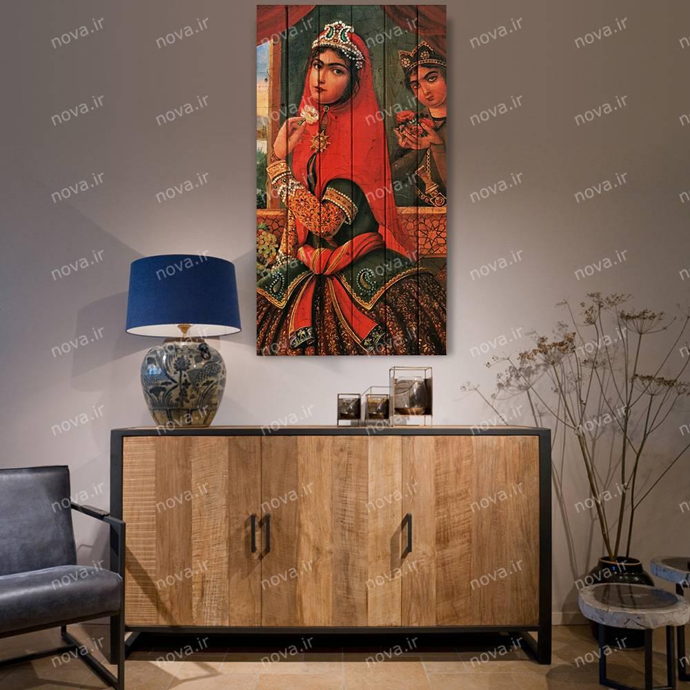 عکس محصول تابلو چوبی مدرن 1 تکه طرح قاجاری جیران کد WAL-A12