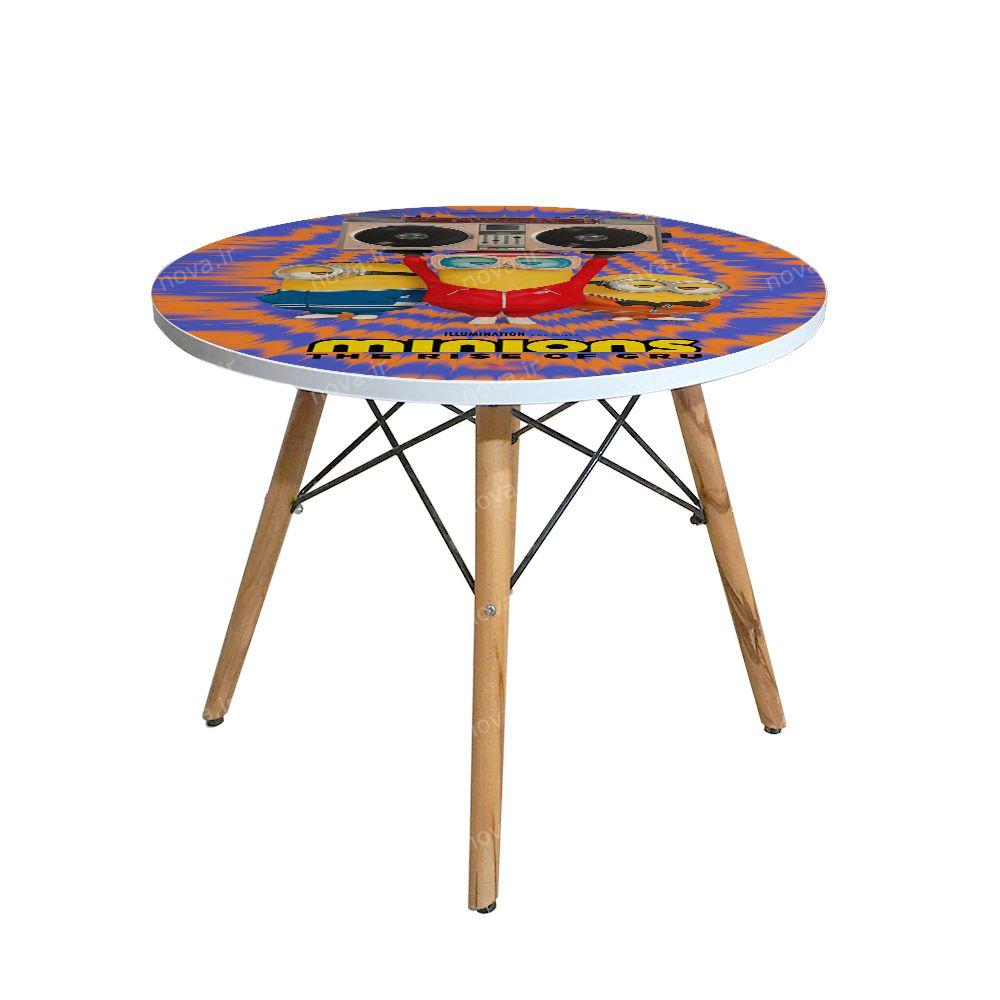 عکس محصول میز مدرن کودک مدل پایه چوبی طرح مینیون کد KDW-01