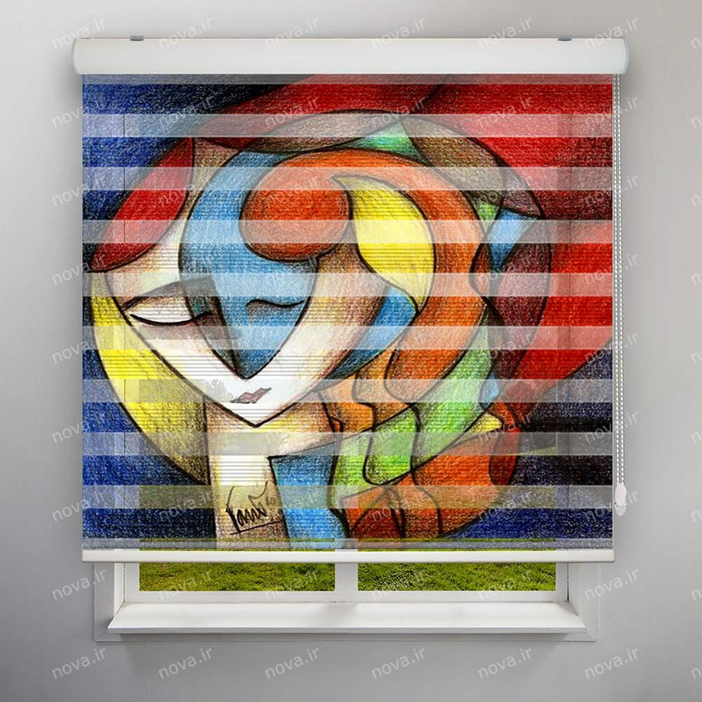 پرده زبرا پلیسه تصویری طرح هنری کوبیسم رنگی کد ART-04