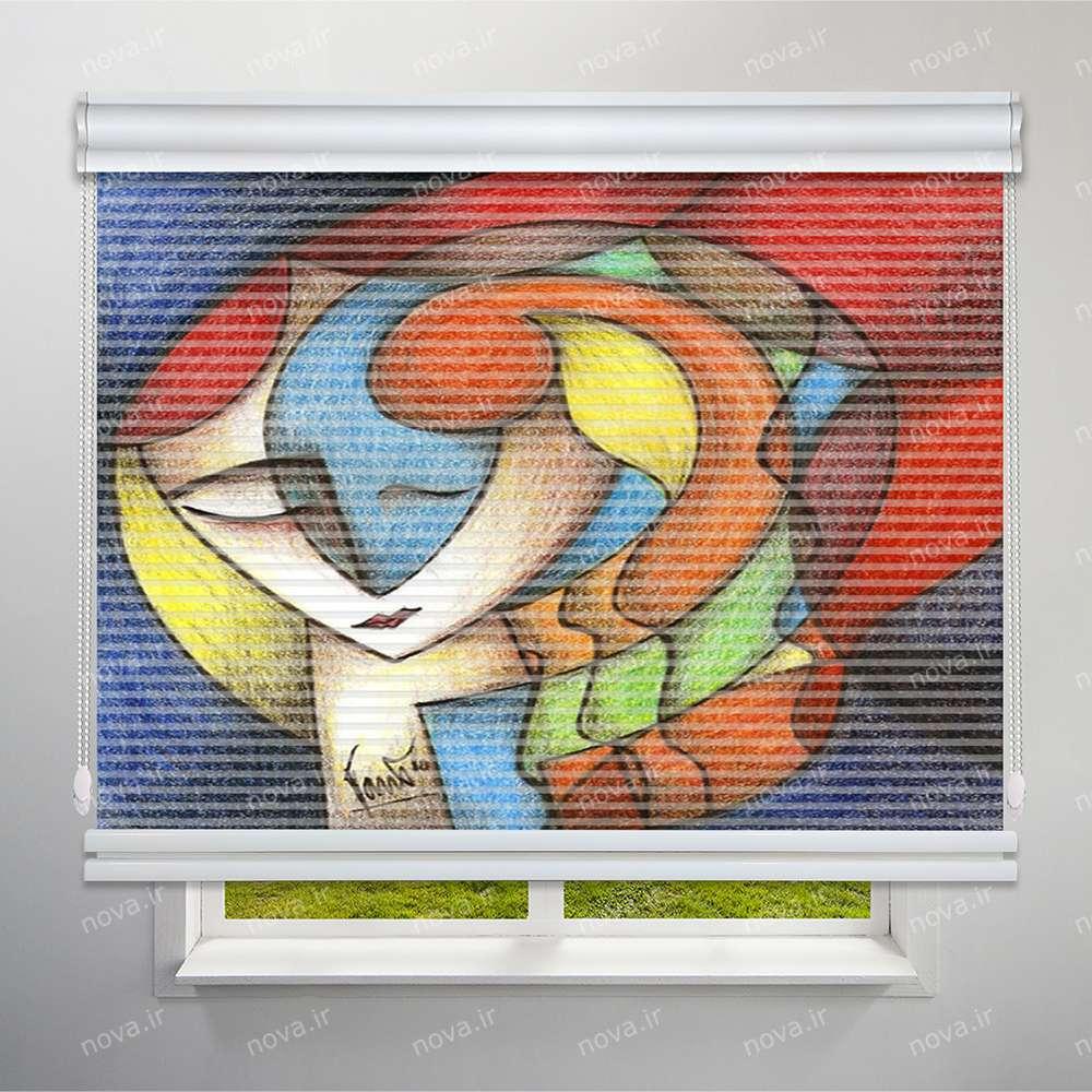 پرده شب و روز 1 سانتی تصویری طرح هنری کوبیسم رنگی کد ART-04
